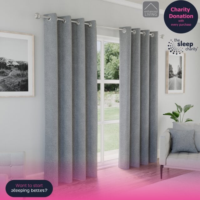 Enhanced Living Austin Blackout, Thermal Grey Curtains with Eyelet Header (PAIR) - 66x54 inch (168x137cm) Grey Grey 2
