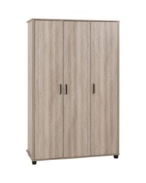 Oliver 3 Door Wardrobe - L52 x W120 x H190 cm - Light Oak Effect Brown