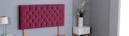 "Maroon Plush Velvet Chesterfield Headboard Multi 2FT6 Small Single 26""inch Headboard"