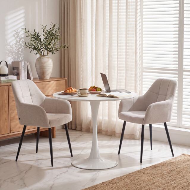 Dining Chair Set of 2, Water-Repellent Plush Chenille Upholstered for Dining Room