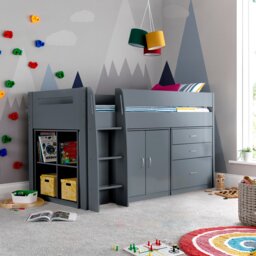 Lacy Grey Storage Mid Sleeper And Clay Orthopaedic Mattresses