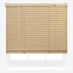 FURNISHED Wood Effect PVC Venetian Window Blinds Made to Measure Easy Fit 25mm Slat Cream Natural (W) 90cm x (L) 150cm