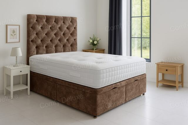 Ottoman Bed End Lift Open Truffle Crush Velvet 3ft Single Bed Set