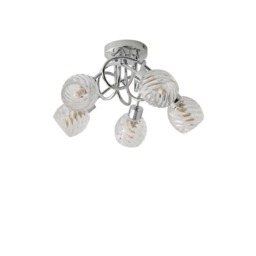ValueLights Reyka 5 Way Chrome Curved Arm Ceiling Light Swirl Glass Shades