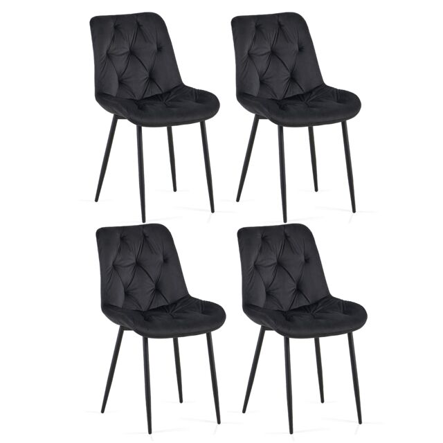 SONARA Modern Set of 4 Velvet Dining Chairs with Ergonomic Upholstered Seat
