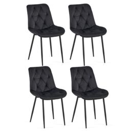 SONARA Modern Set of 4 Velvet Dining Chairs with Ergonomic Upholstered Seat