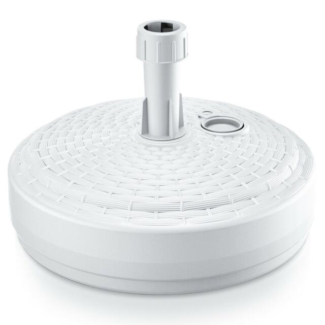 Round Umbrella Rattan Parasol Base White 1