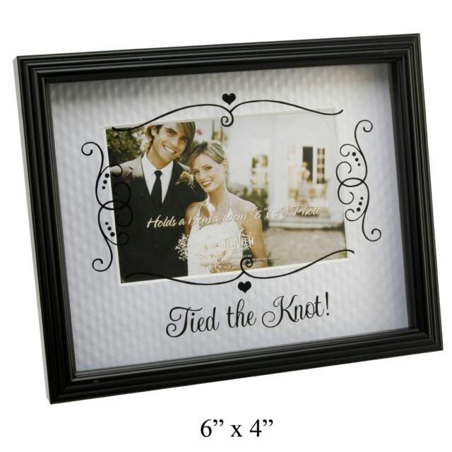 "Wedding Bride & Groom Glass Printed Picture Photo Frame ""Tied the Knot"""