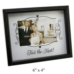 "Wedding Bride & Groom Glass Printed Picture Photo Frame ""Tied the Knot"""