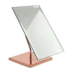 Interiors by Premier Bevelled Glass Rose Gold Table Mirror, Iron Mirror, Small Table Mirror, Shaving Mirror For Daily Grooming Multi