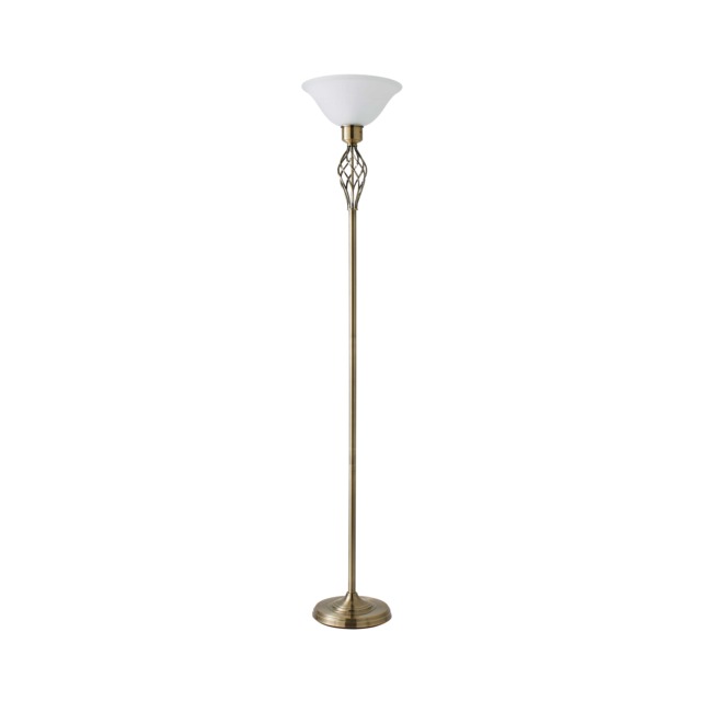 ValueLights Memphis Twist Antique Gold Floor Lamp Frosted Shade