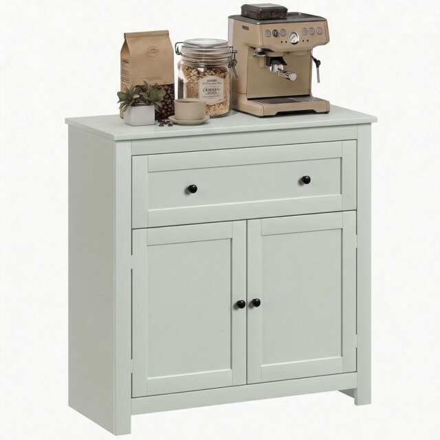 HOMCOM Sideboard, Kitchen Storage Cabinet w/ Adjustable Shelf, Drawer, Green Green Modern green 78.5W x 35D x 80H cm