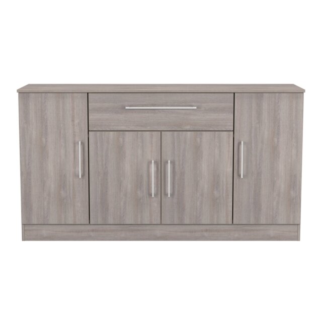 Gloucester 4 Door 1 Drawer Wide Sideboard in Grey Oak (Ready Assembled) Grey Grey Oak