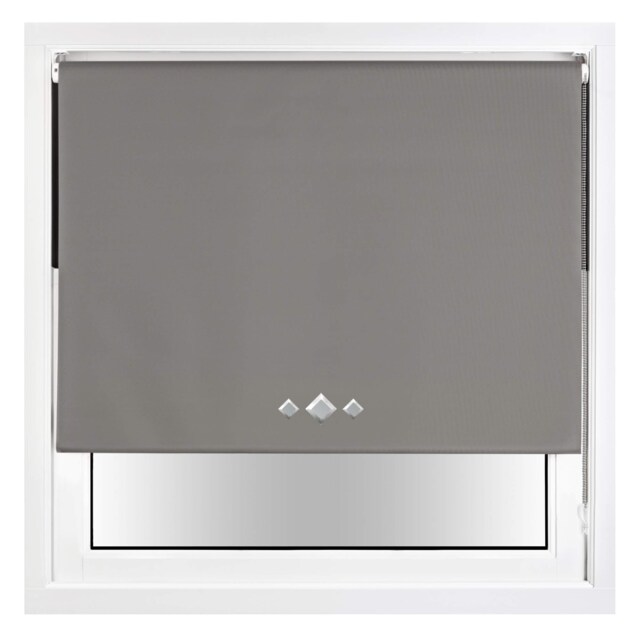 Blackout Roller Blind Diamond Eyelet Metal Fittings Grey Dark Grey