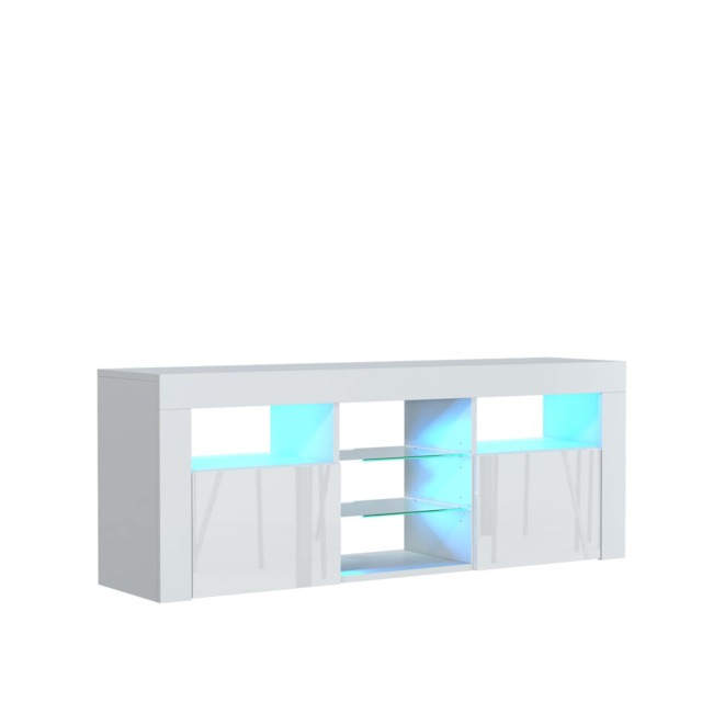 TV Unit TV Stand White Gloss LED Media Console Sideboard Storage Cabinet 145cm