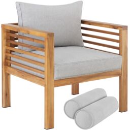 Garden Chair Boka - thick cushions, heat-treated wooden frame, weather-resistant Brown brown One Size 1
