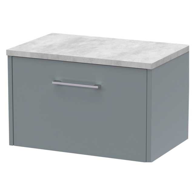 Balterley Winshill Contemporary 1 Drawer Wall Hung Vanity Unit with Laminate Worktop, Grey, 600mm
