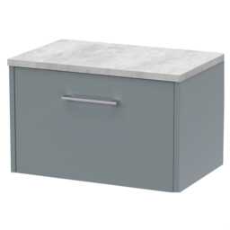 Balterley Winshill Contemporary 1 Drawer Wall Hung Vanity Unit with Laminate Worktop, Grey, 600mm
