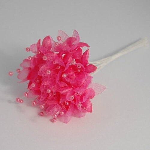Fuchsia Pearled Baby's Breath Fabric Flowers - 6 Bunches of 12