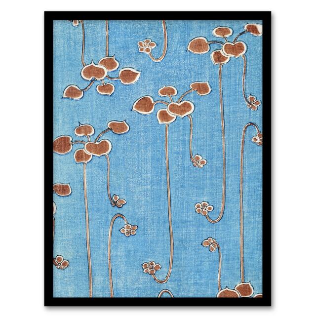 "Vine Illustration Vintage Japan Framed Wall Art Print Shin Bijutsukai 12x16"""