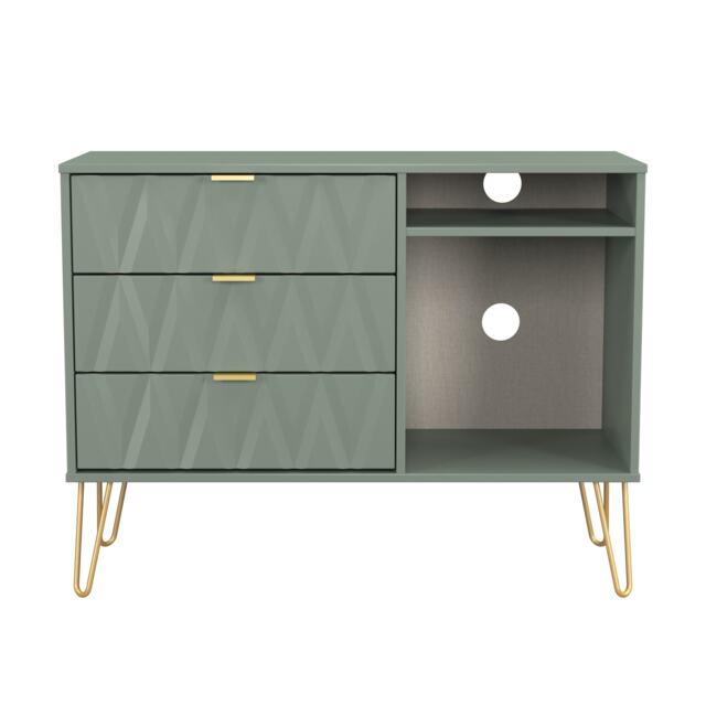 Dallas 3 Drawer TV Unit in Reed Green (Ready Assembled) Green Reed Green