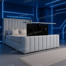 Silver Plush 6FT Superking Zaya Tv Bed Frame Only With 54inch Headboard Solid Bed
