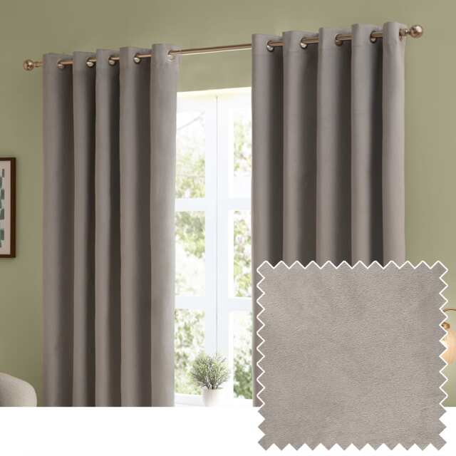 furn. The Ultimate Velvet Blackout Eyelet Curtain Pair Silver (W)117cmx (D)183cm Silver Silver One Size