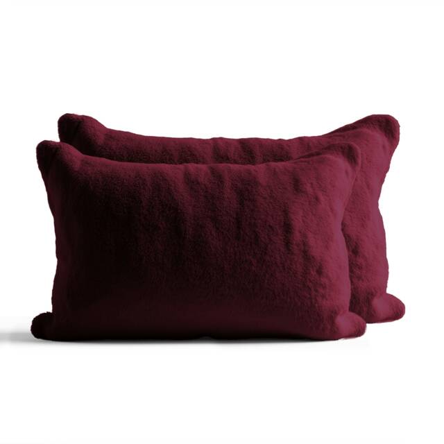 Teddy Bear Fleece Super Soft Cosy Pillow Case Pair Purple Purple Plum