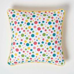 Homescapes Cotton Multi Colour Polka Dots Cushion Cover - 45 x 45 cm Multi 45 x 45 cm