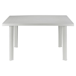Large Summer Weather Proof Plastic Rectangle Table Garden Patio Dining Furniture White White