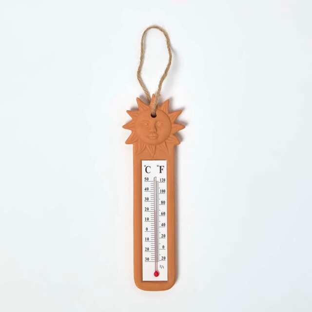 Homescapes Outdoor Thermometer with Orange Sun Design