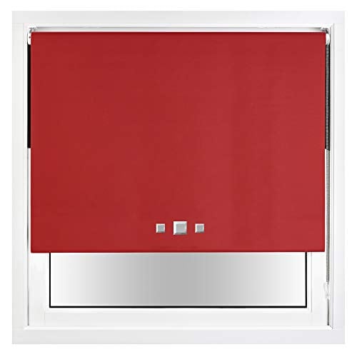 FURNISHED Blackout Roller Blind with Triple Square Eyelets Easy Fit Window Shade Red Red (W) 70cm x (L) 165cm
