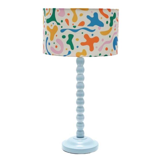 ValueLights Bobbles Powder Blue Table Lampbstract Shapes Shade and Bulb