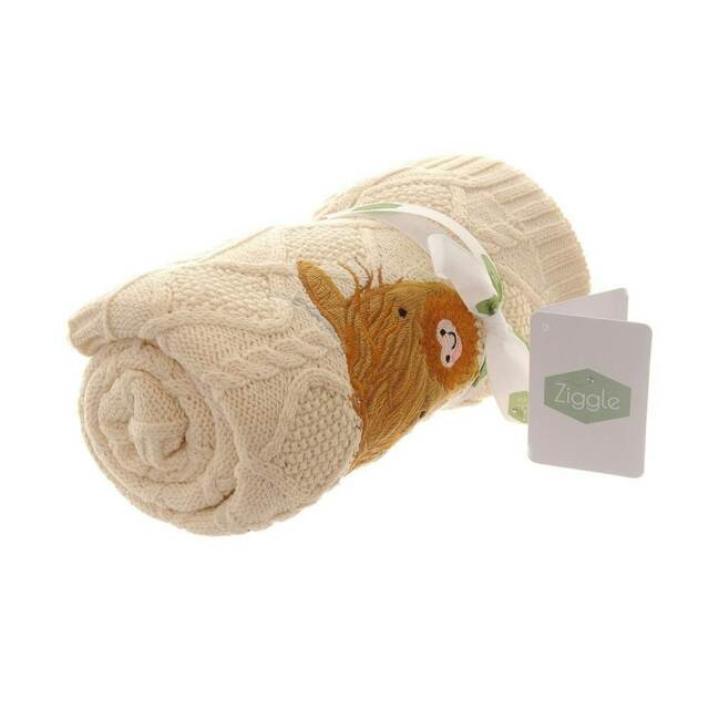 Ziggle Baby Blanket Highland Cow Beige