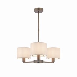 Daley 3 Light Multi Arm Pendant Light Antique Bronze Plate Marble Fabric