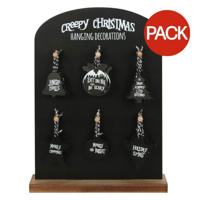 Something Different Creepy Hanging Sign Set (Pack of 36) - Black - One Size