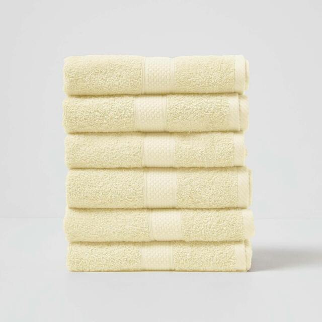 Homescapes Turkish Cotton Hand Towel Set of 6 - Yellow Yellow Hand towel 6