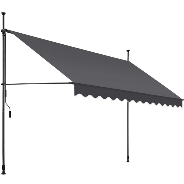 Awning with hand crank - pressure fitted , height adjustable Black black/grey 350 x 180 cm 1