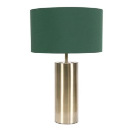 ValueLights Lexy Antique Brass Dimmable Table Lamp Forest Green Shade Gold