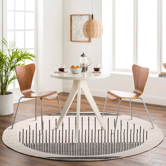 LIVABLISS Pisa-Geometric Modern Round Rug Ø200 cm Black Grey Ivory