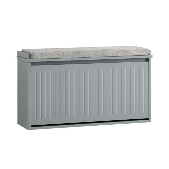 SoBuy Shoe Storage Bench with Cushion, Flip-Down Shoe Rack, Light Gray, 31.5x10.2x17.7 in, 13.2 kg - FSR98-L-HG