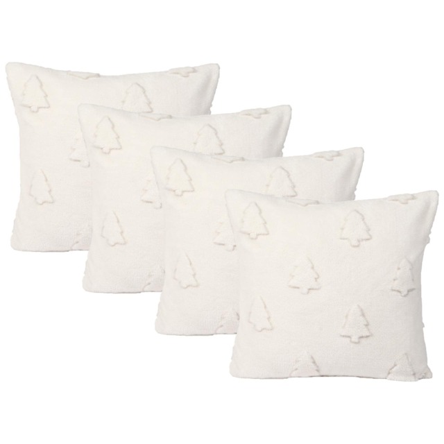 OHS 4 Pack Tufted Winter Tree Sherpa Cushion Covers Cream
