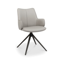 Bentley Designs - Rowan - Swivel Chair in Light Grey Faux Leather (Single)