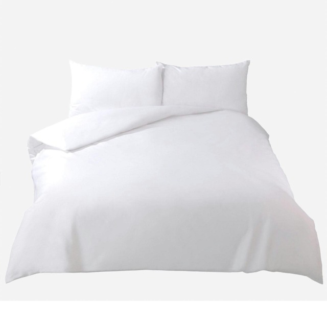 OHS 100% Cotton Duvet Cover and Pillowcase Bedding Set, Single - White