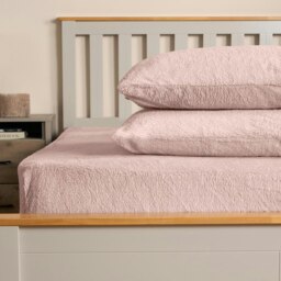 OHS 2 Pack Soft Cosy Teddy Fleece Pillowcases, 50x75cm - Blush Pink