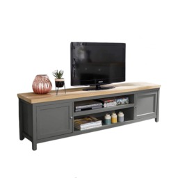 Console TV Stand Television Unit Living Room Furniture Oak Solid Grey