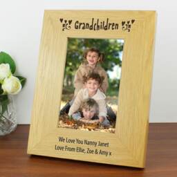 Personalised Oak Finish 6x4 Grandchildren Photo Frame Brown One Size