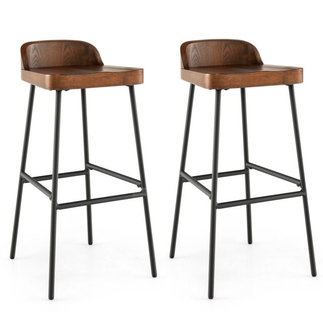 COSTWAY Set of 2 Industrial Breakfast High Chair Low Back Bar Stools