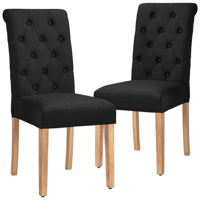 Yaheetech Set of 2 Classic PU Leather Dining Chairs Black