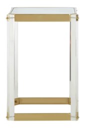 Interiors by Premier Reflective Gold Finish Frame Side Table With Mirrored Top, Contemporary Clear Acrylic Frame Bedside Table Gold
